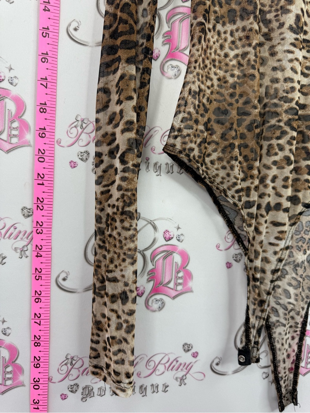 Seductions bodysuit mesh Leopard Print Long-Sleeve Mesh Bodysuit - Beige - Picture 3 of 8